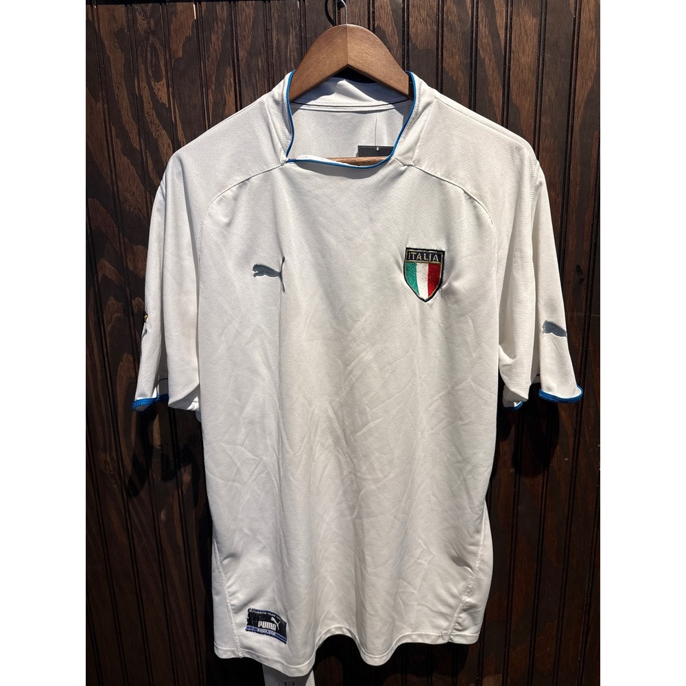 Puma Italy FIGC National Team Soccer Jersey White Blue Mens XL Away Shirt